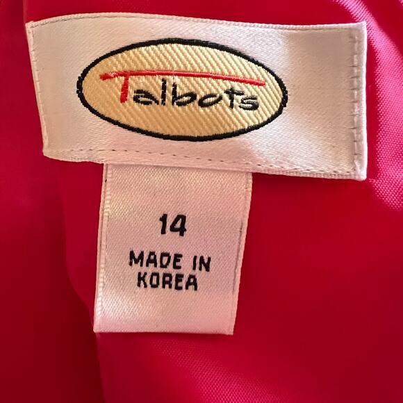 Talbots Sheath Dress Size 14 Chain Detail Pink Short Sleeve Knee Length - Picture 8 of 9
